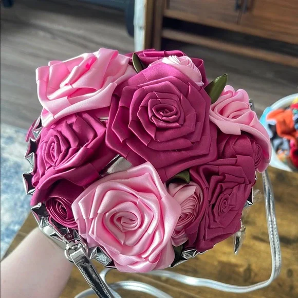 Betsy Johnson Silver and Pink Floral Women's Bag - Picture 2 of 5